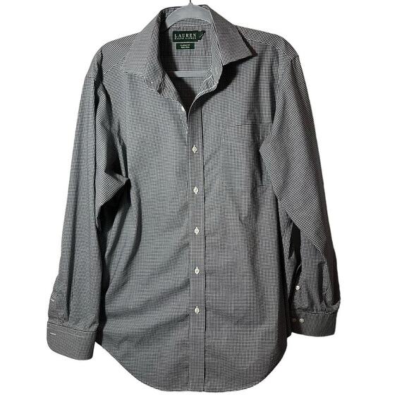 Lauren Ralph Lauren Classic Fit B/W Checked Mens 16 1/2 34/35 Cotton L/S Shirt - Picture 2 of 7